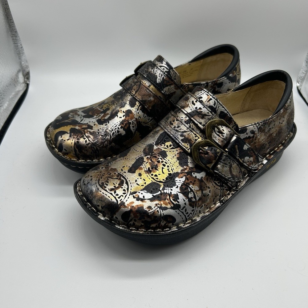 Alegria Alli Clog Women's 5 Rome Gold Bronze Paisley Comfort Slip On Shoes